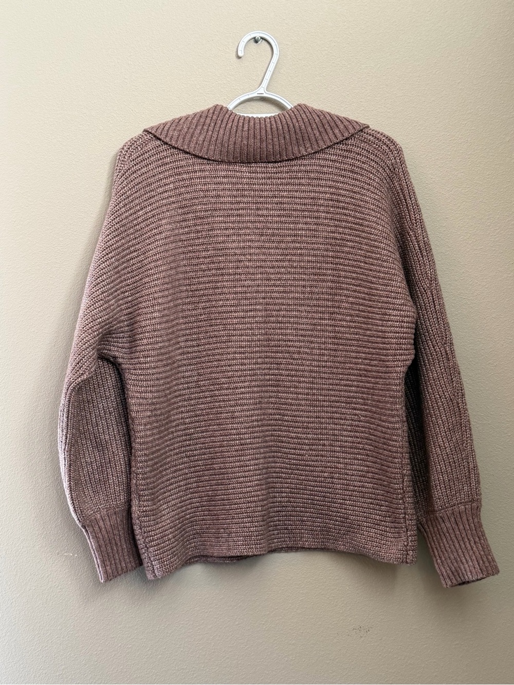 cupcakes & cashmere Mauve Ribbed Shawl-Collar Turtleneck Sweater, Size Large - Picture 2 of 7